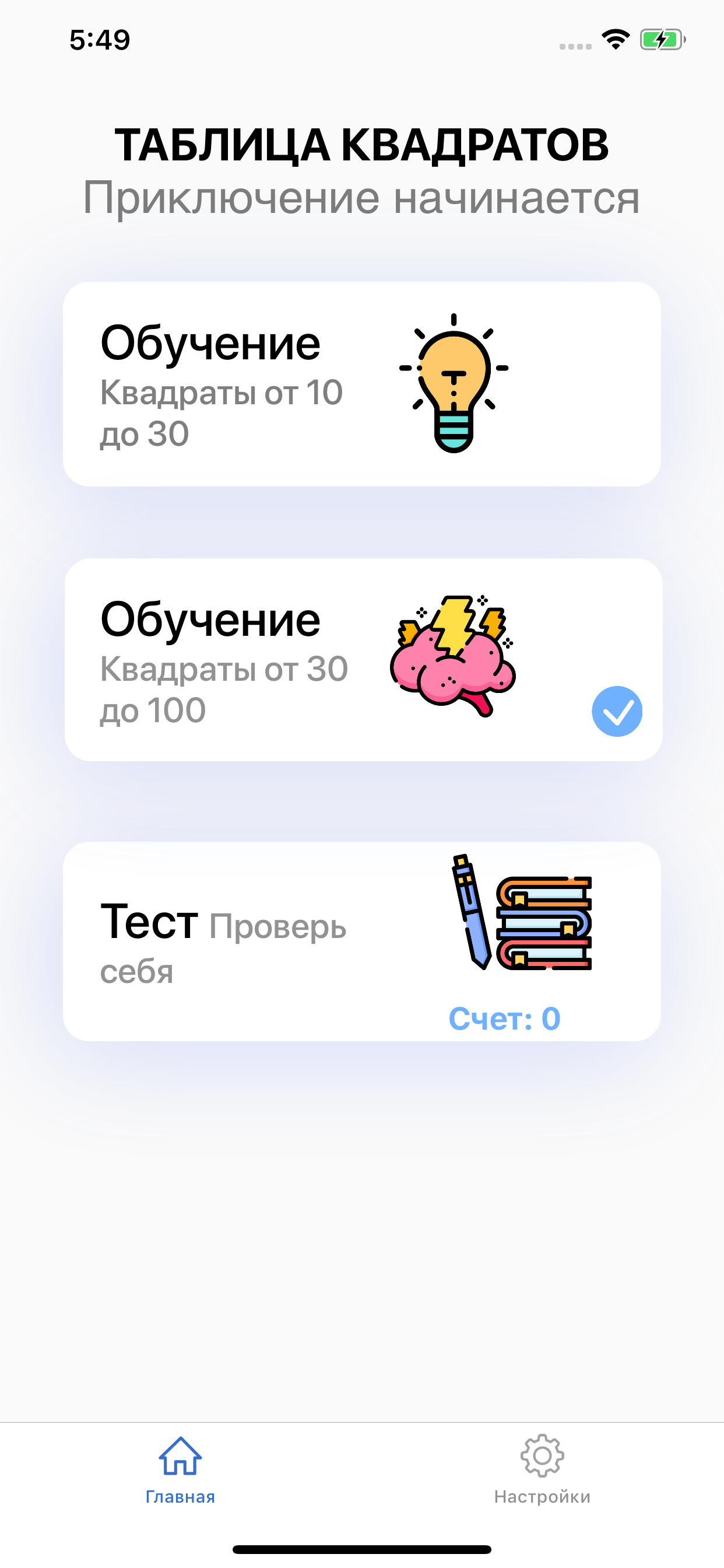 Таблица квадратов