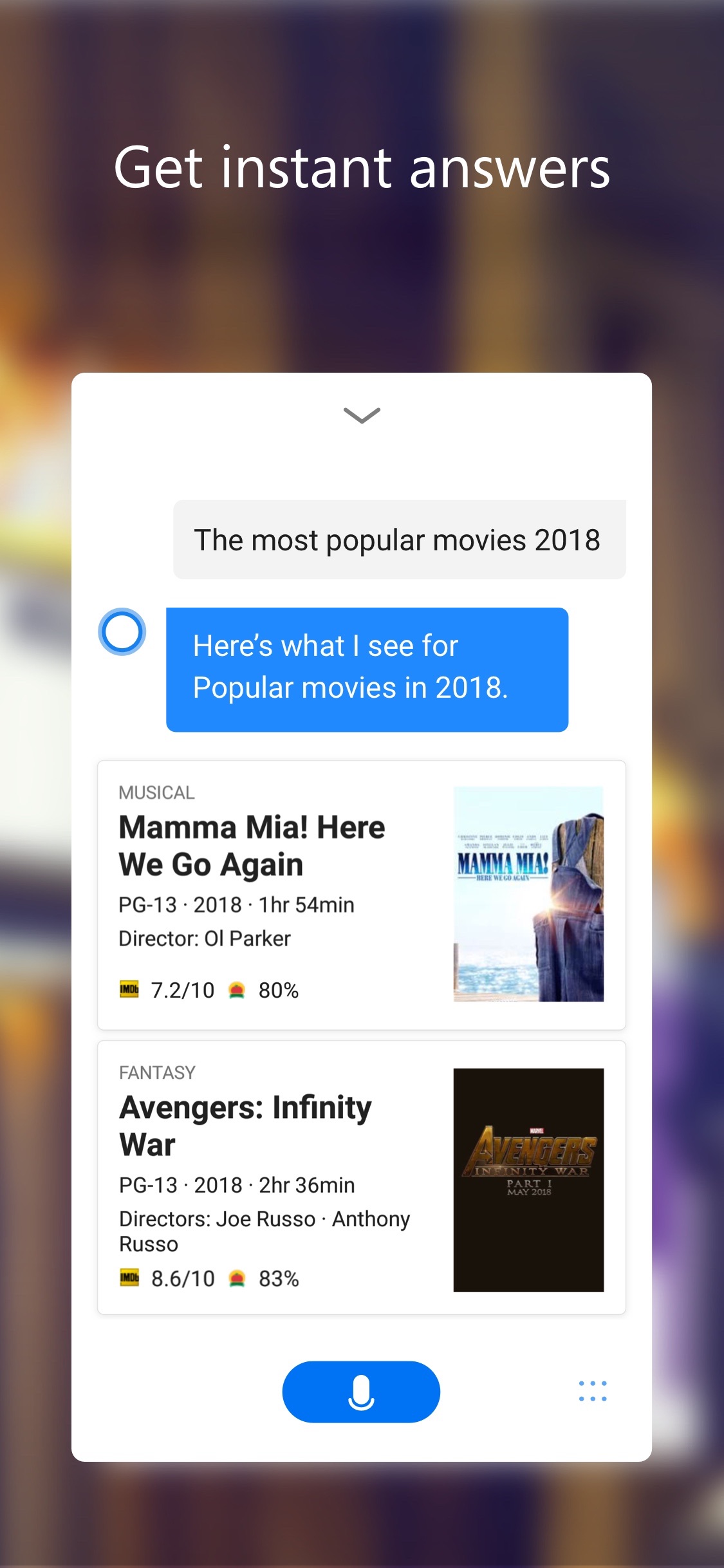 Screenshot do app Cortana