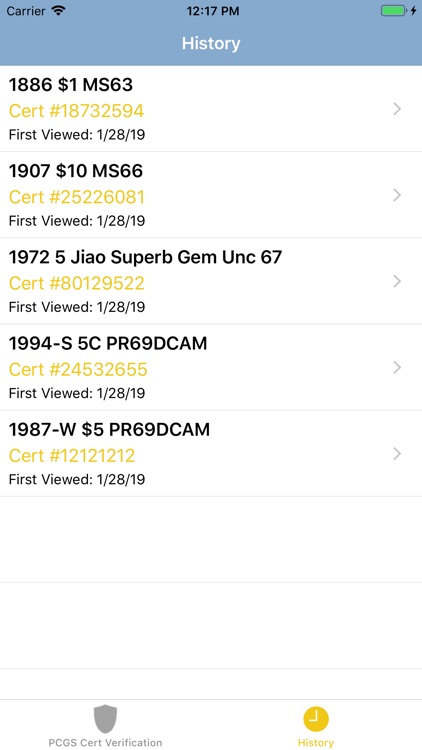 PCGS Cert Verification screenshot-3