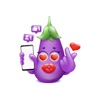 Eggplant 3D Emoji Stickers App