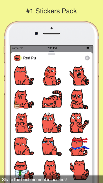 Red Pu The Amazing Cat Sticker screenshot 3