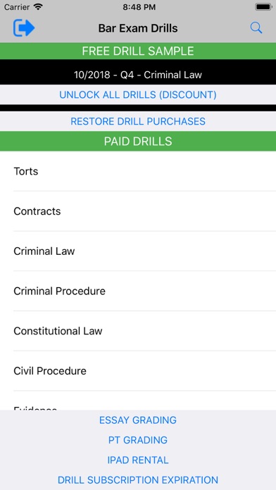 How to cancel & delete Bar Exam Drills from iphone & ipad 2