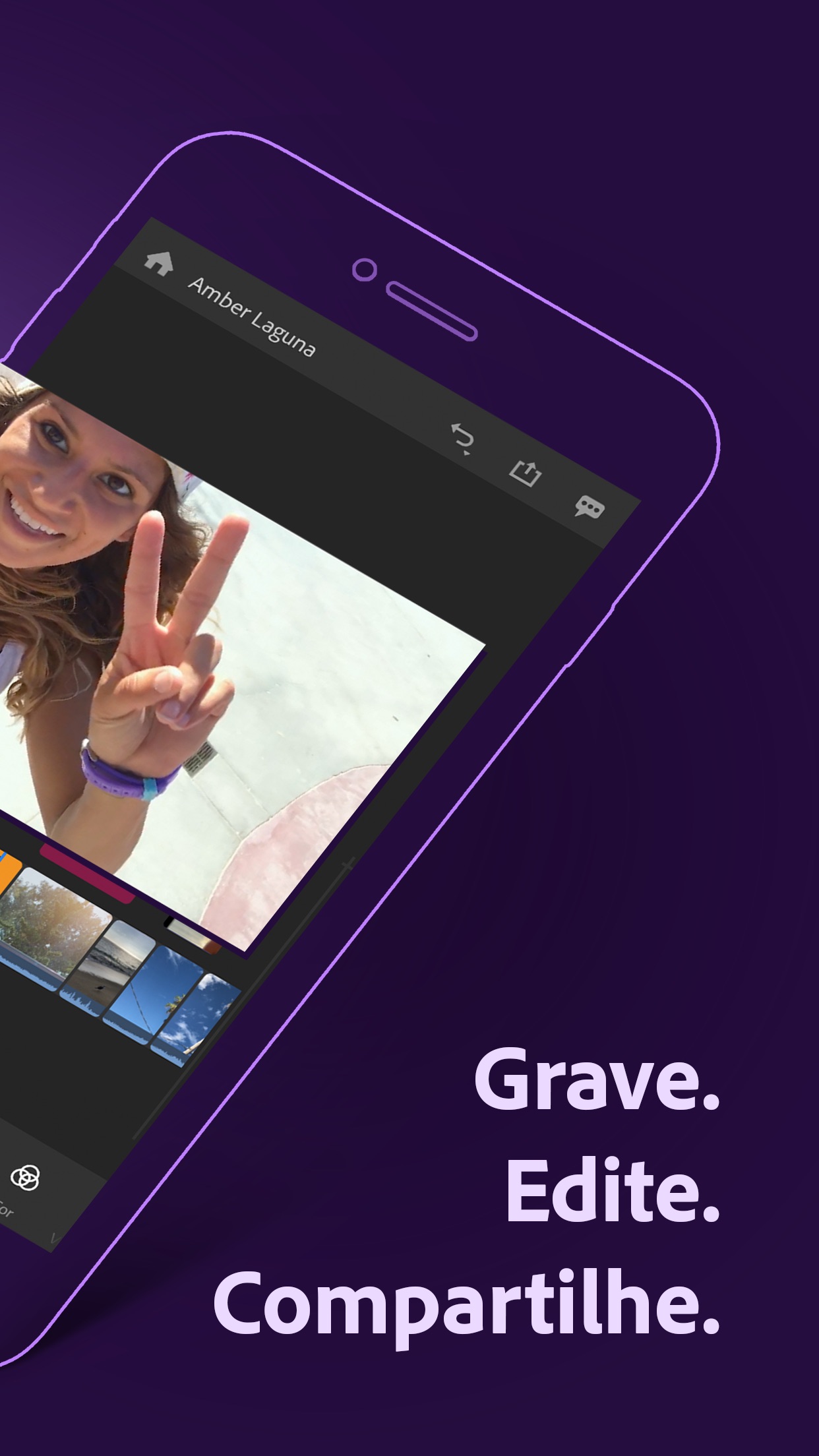 Screenshot do app Adobe Premiere Rush para Vídeo