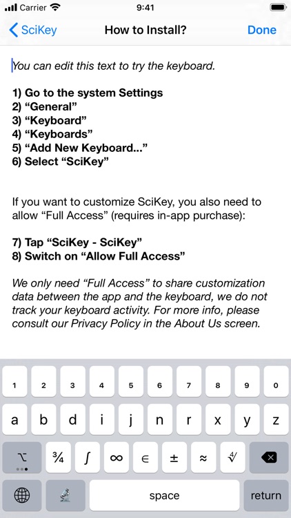 SciKey - Scientific Keyboard