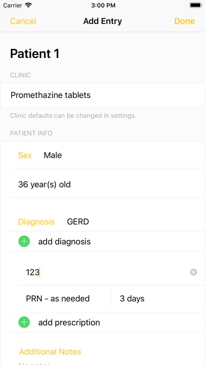 Medicine Record:Table