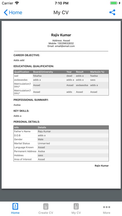 Curricula Vitae screenshot-3