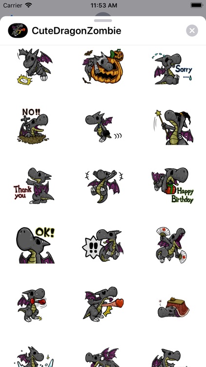 Cute Dragon Zombie Stickers screenshot-5