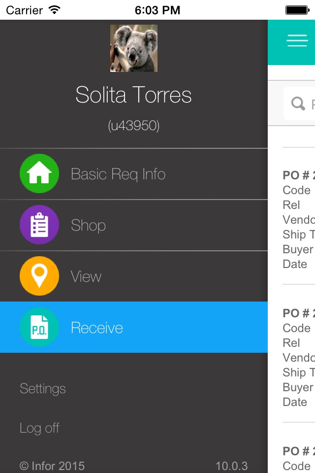 Infor Mobile Requisitions screenshot 2