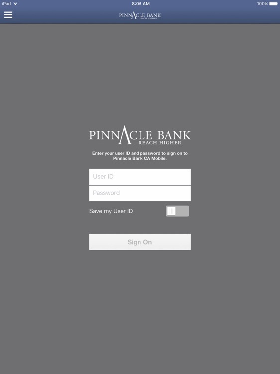 Pinnacle Bank CA for iPad