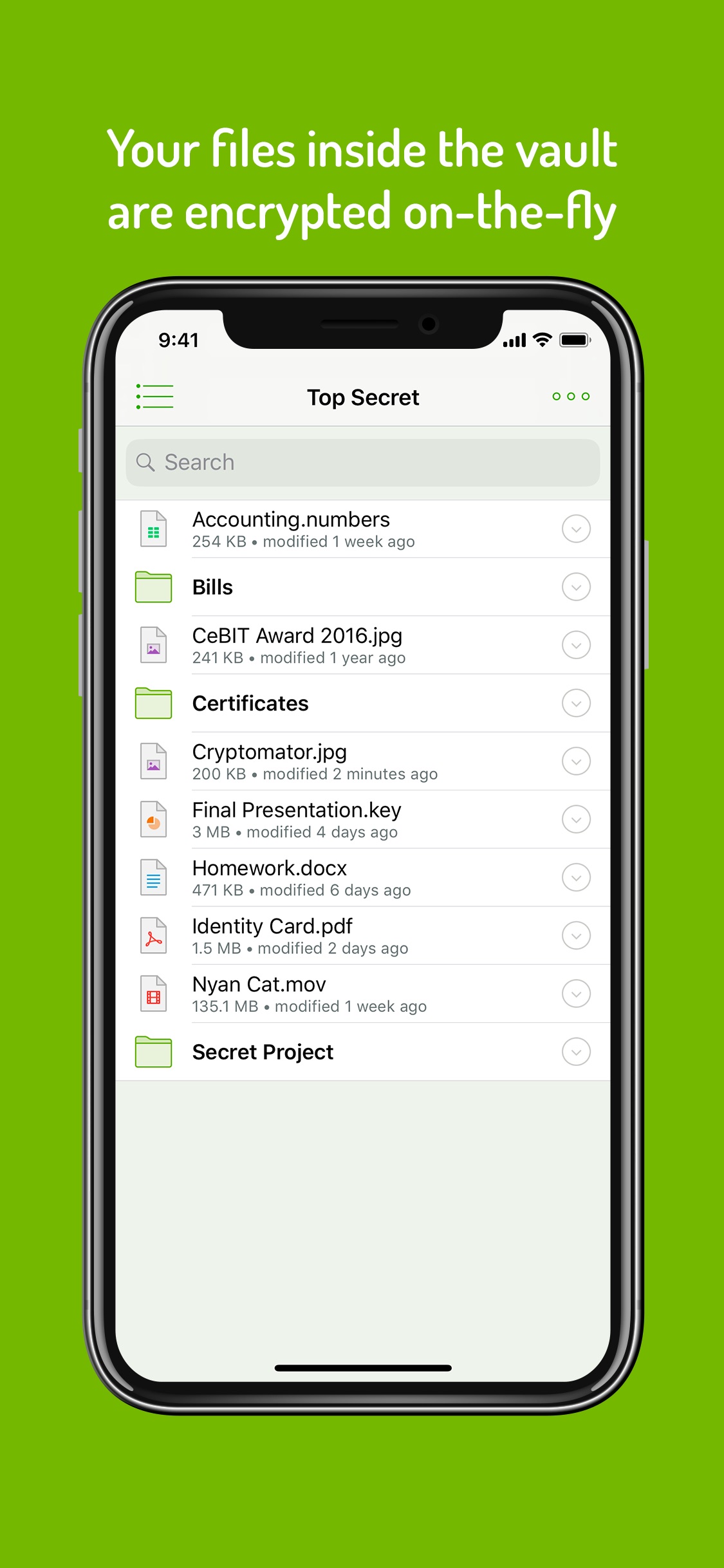 Screenshot do app Cryptomator