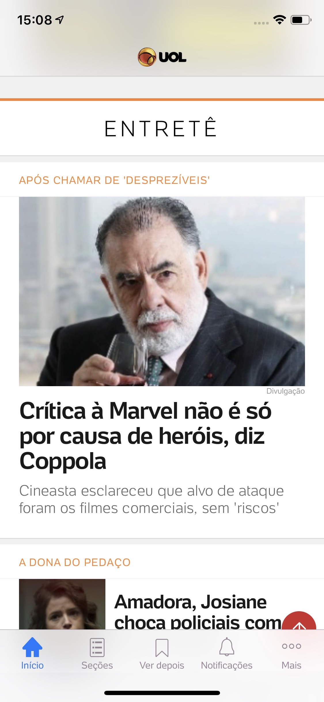 Screenshot do app UOL - Notícias em Tempo Real