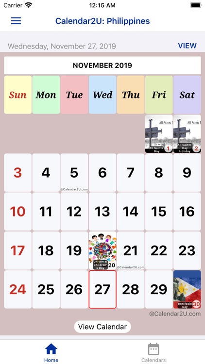 Philippines Calendar 2020