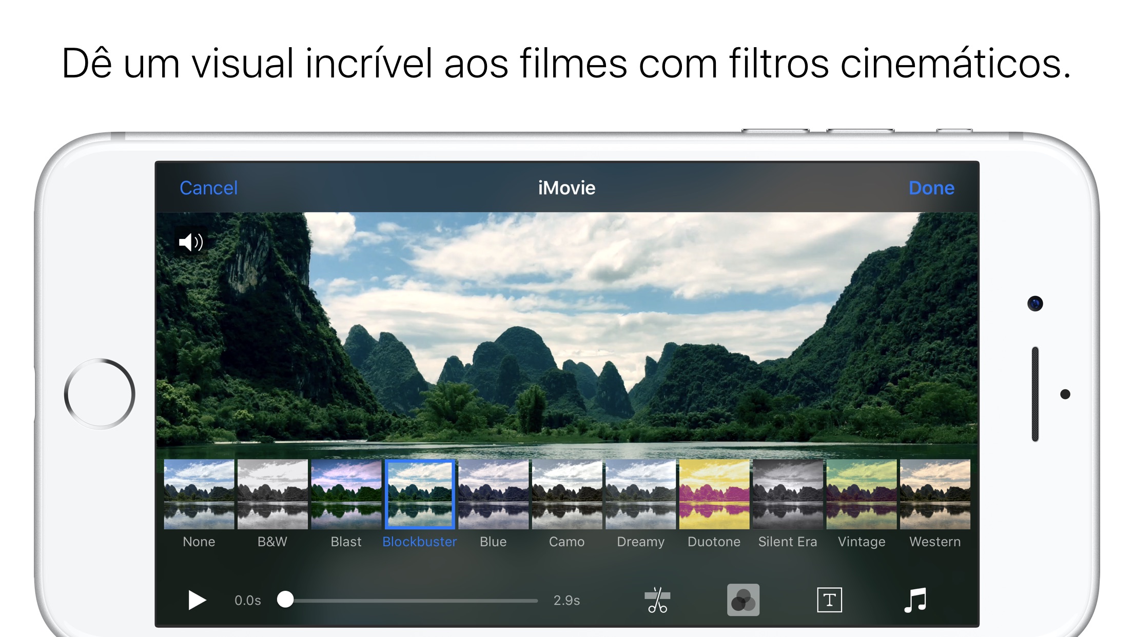 Screenshot do app iMovie