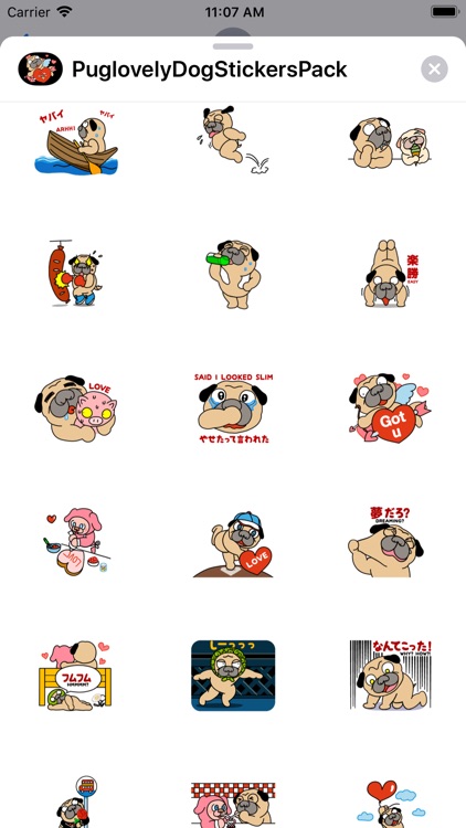 Pug love Dog Stickers Pack