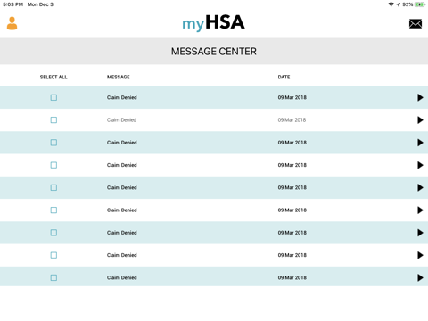 myHSA screenshot 2