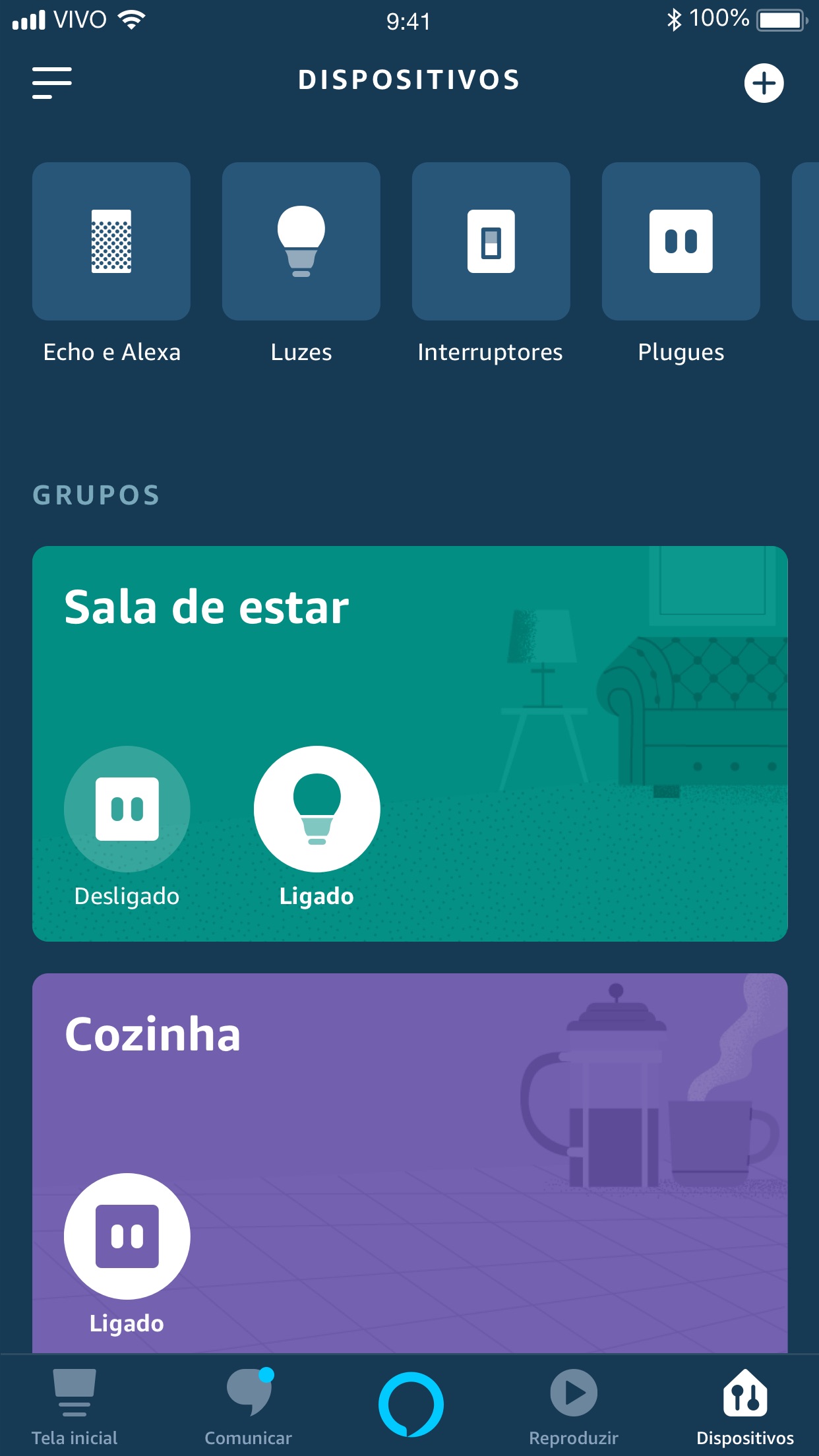 Screenshot do app Amazon Alexa