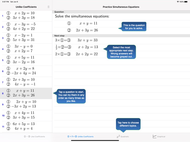 Practice Simultaneous Eqns