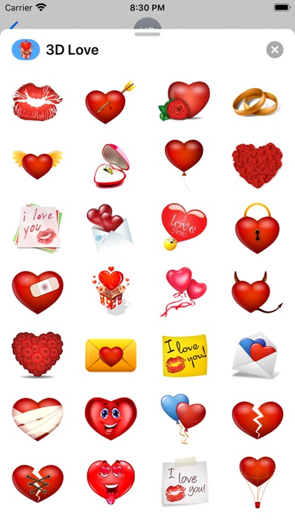 3D Love Stickers for iMessage