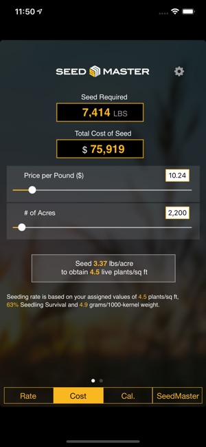 Seedmaster Seed Rate Calc