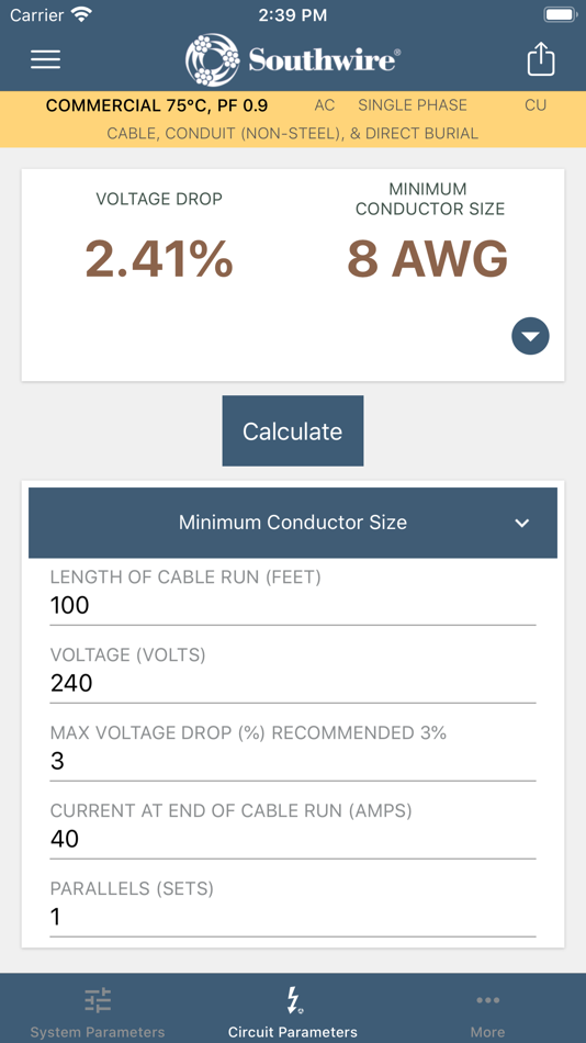 Southwire® Voltage Drop Calc by Southwire Company (iOS Apps) — AppAgg