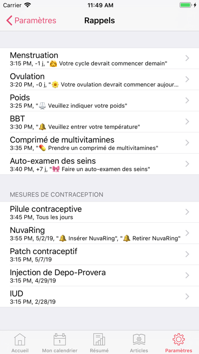 WomanLog Pro Calendrier WomanLog Pro Calendrier