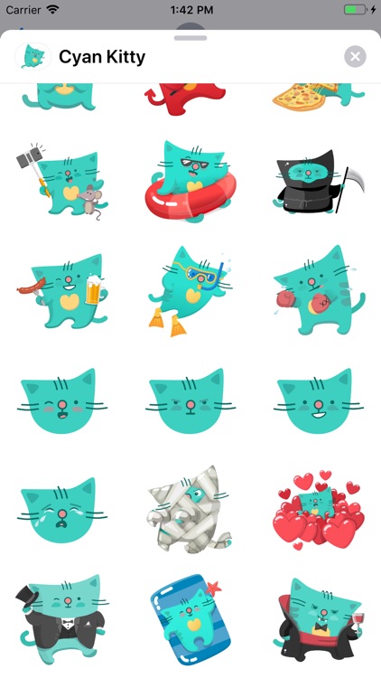 Cyan Kitty Sticker Pack