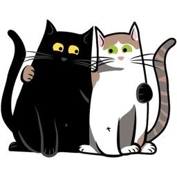 Black White Cats Sticker Pack