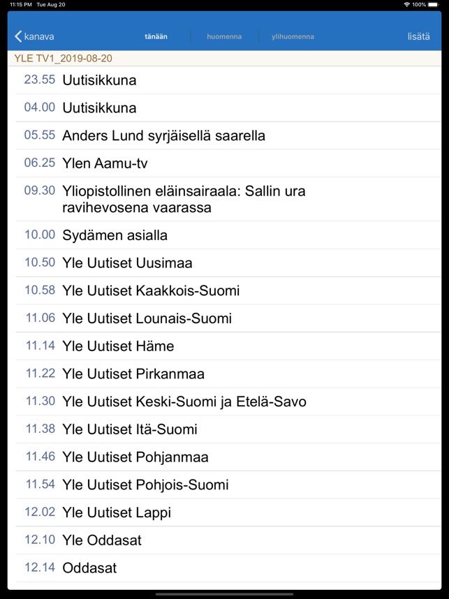 Suomalaiset TV-ohjelmat on the App Store