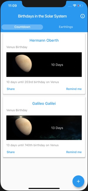 Birthdays in the Solar System