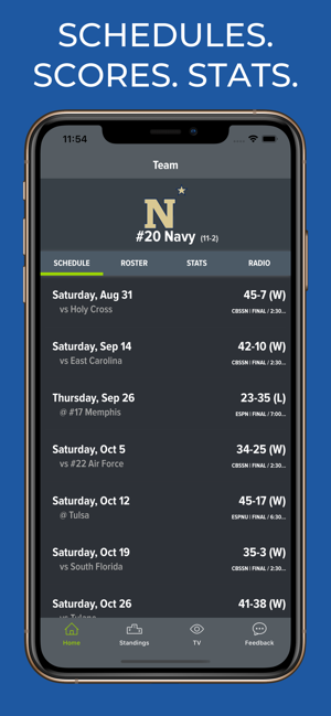 Navy Football Schedules