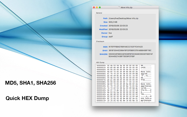 ‎More Info - File Checksums Screenshot