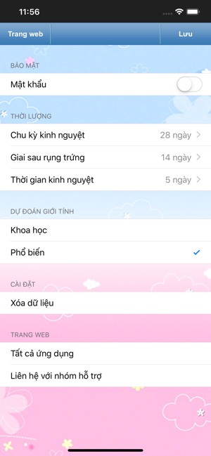 Lịch rụng trứng & kinh nguyệt