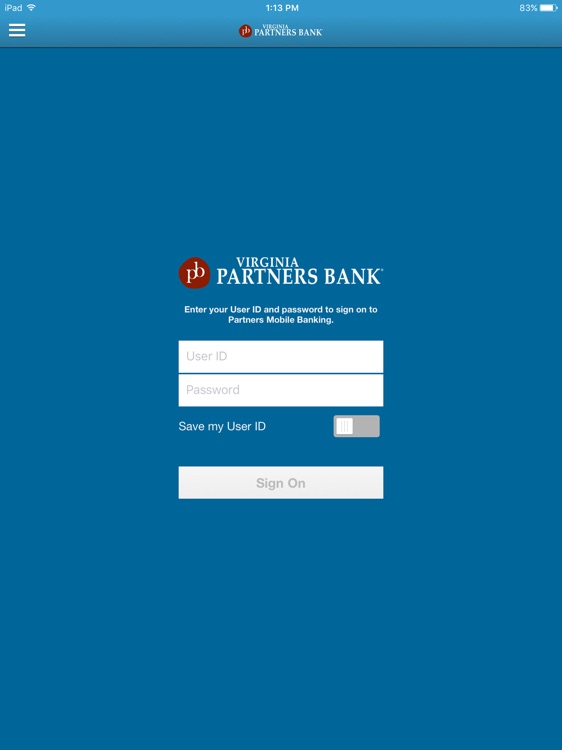Partners Bank Mobile for iPad