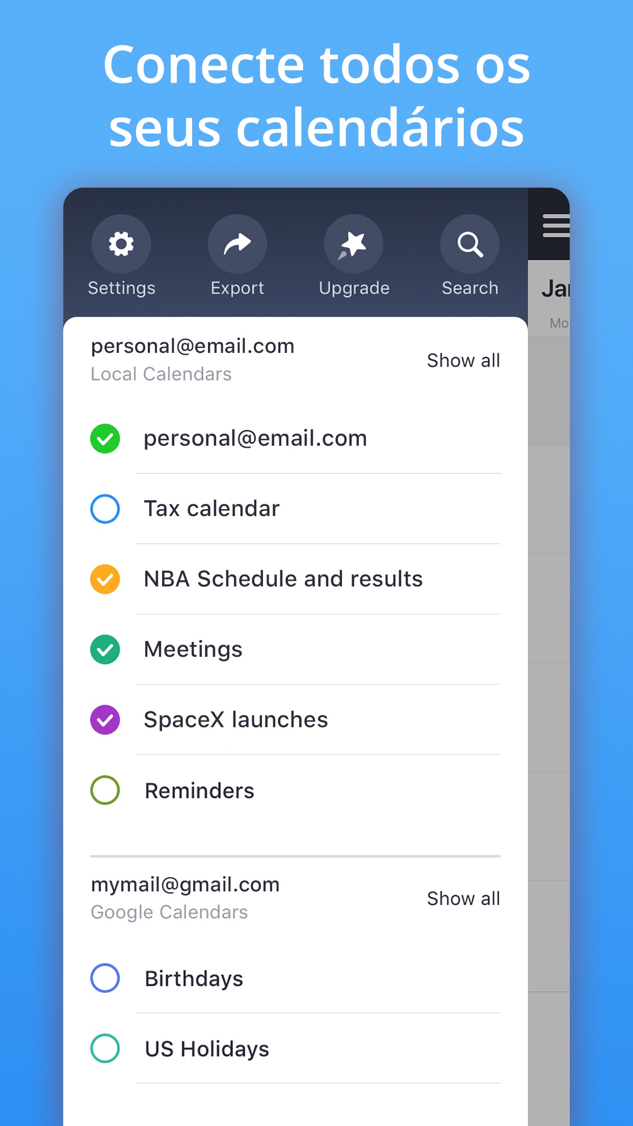 Screenshot do app Calendars da Readdle
