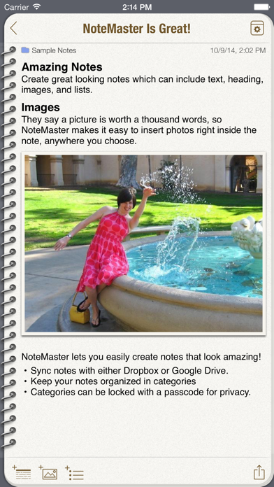 NoteMaster (Notes synced with Dropbox, Google Docs, Google Drive) Screenshot 1