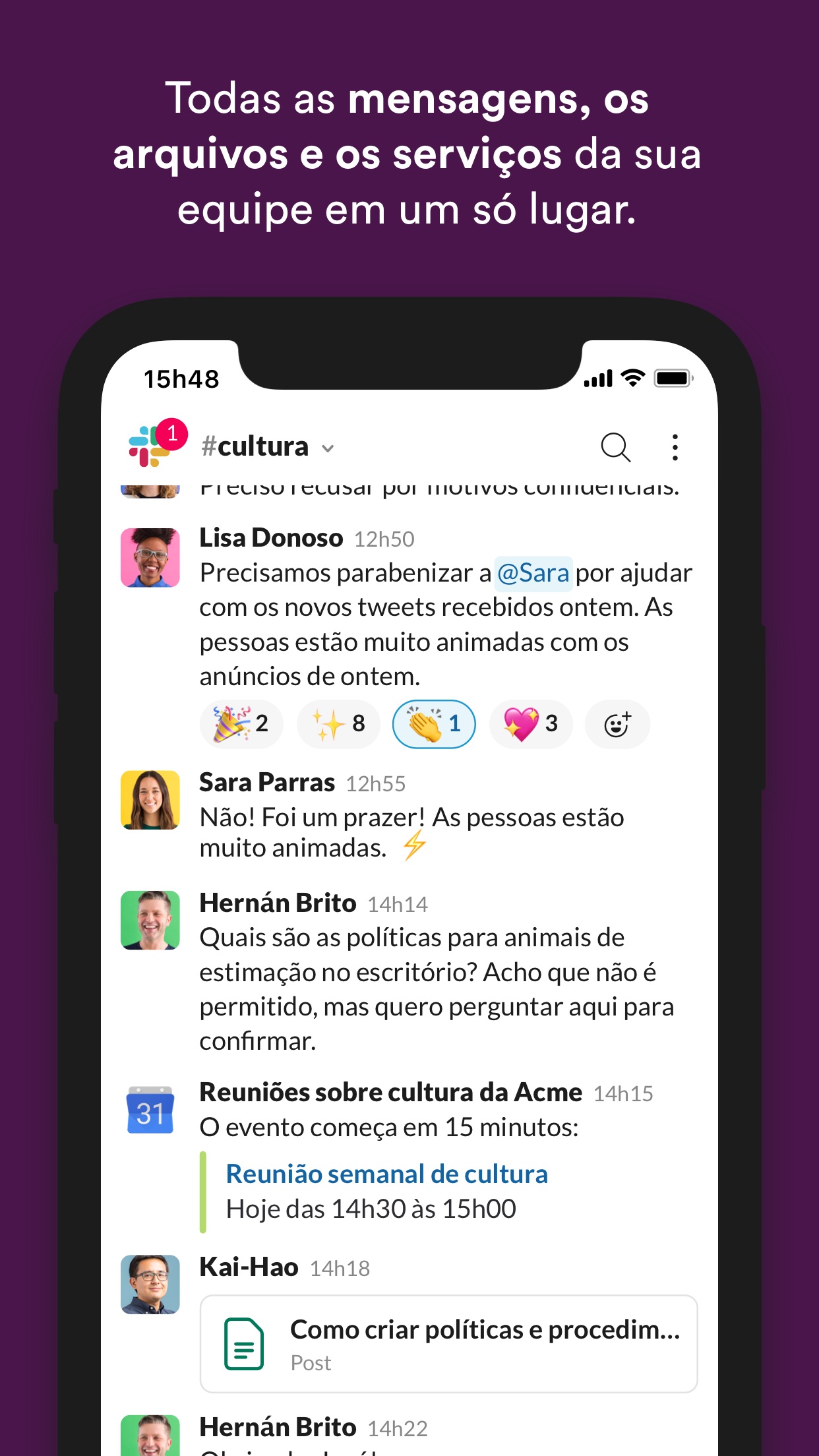 Screenshot do app Slack