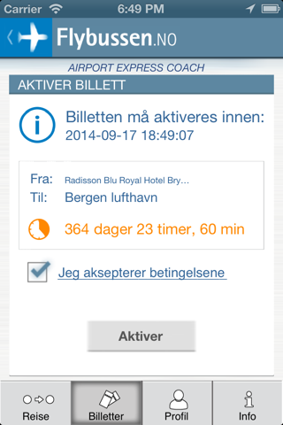 Flybussen Bergen billett screenshot 4