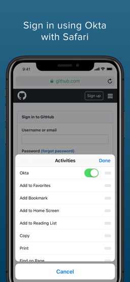 Okta Mobile app screenshot