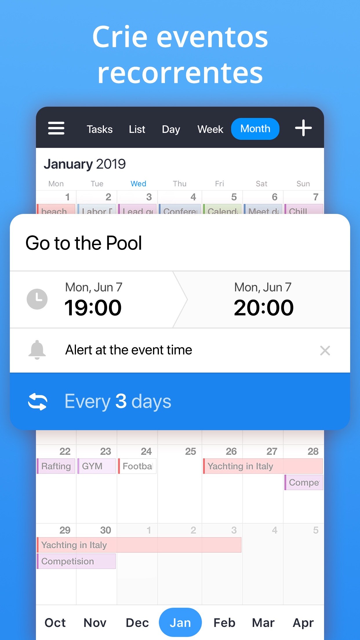 Screenshot do app Calendars da Readdle