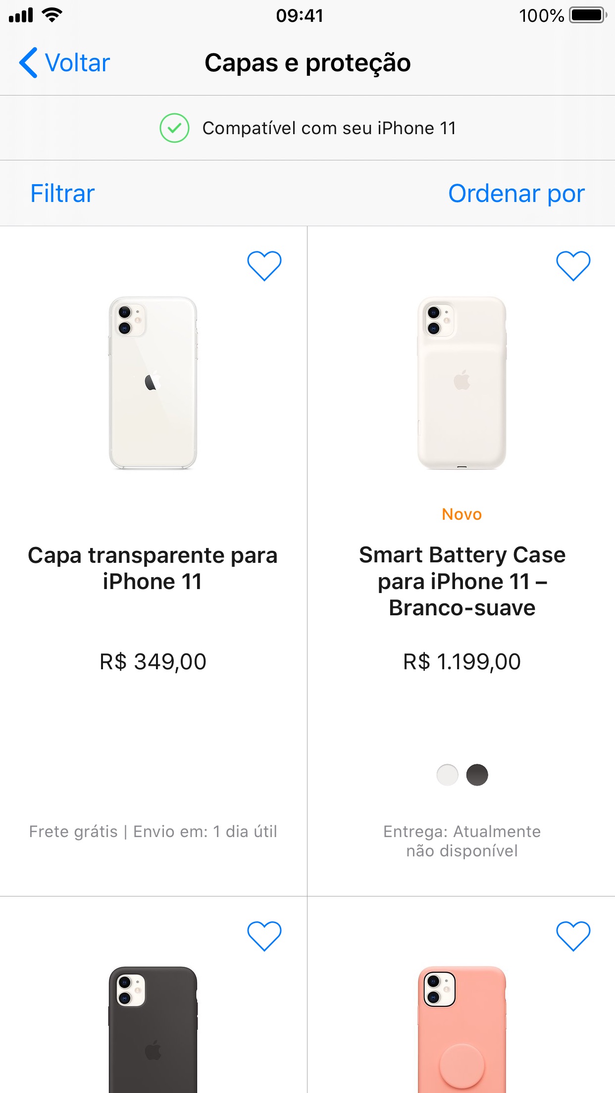Screenshot do app Apple Store
