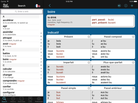 French Verbs & Conjugation - VerbForms Français Little screenshot