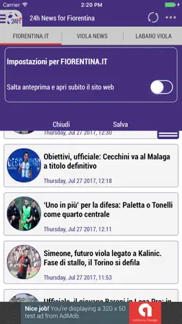 Game screenshot 24h News for Fiorentina apk