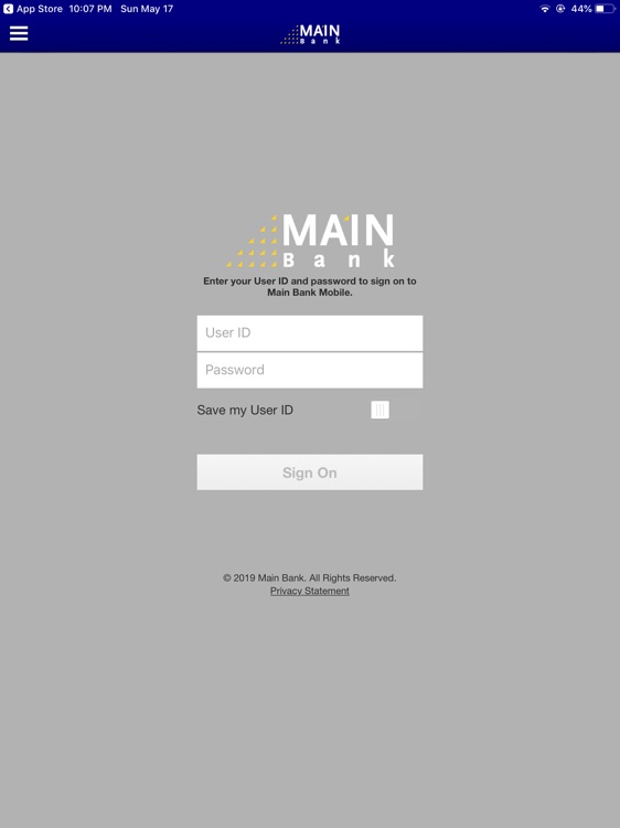 Main Bank Mobile for iPad