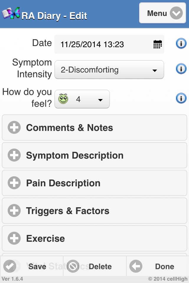 Rheumatoid Arthritis Diary screenshot 2