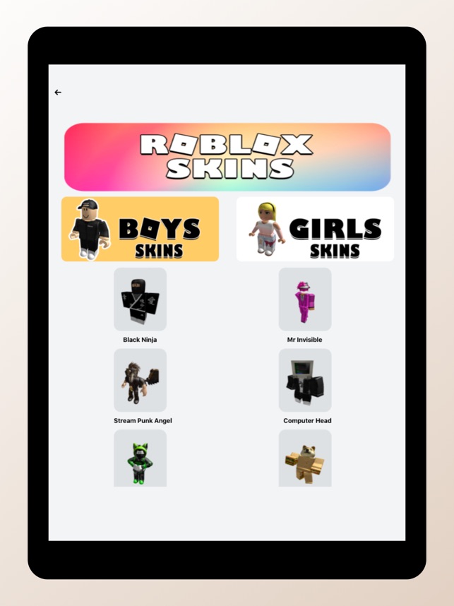 Popular Skins For Roblox On The App Store - best cheap girl roblox skins