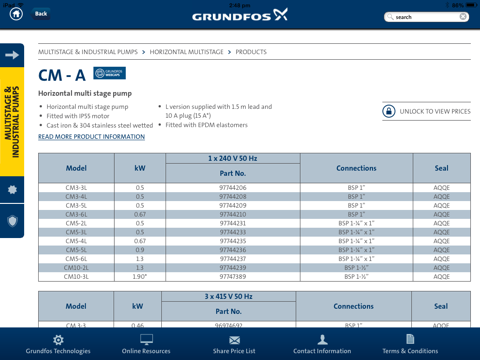 Grundfos Pumps AU Price List screenshot 2