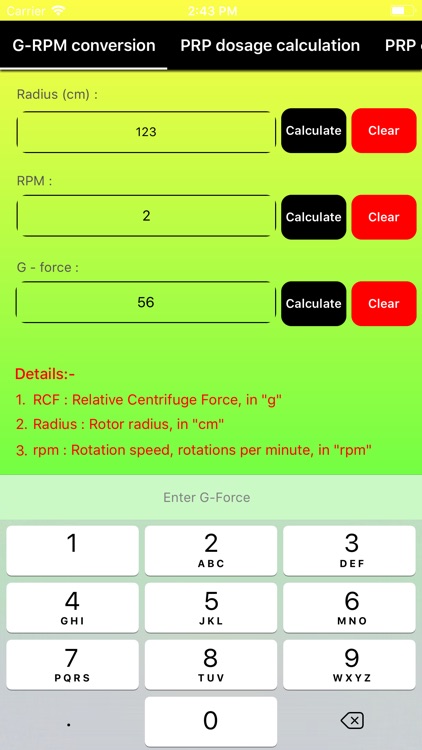 VKPCalc -Centrifuge calc