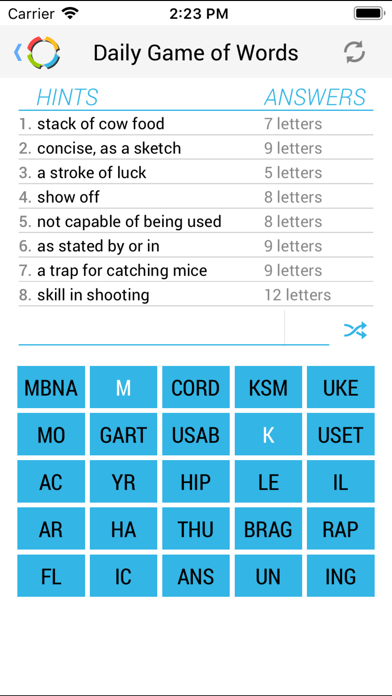screenshot of Daily Game of Words 2