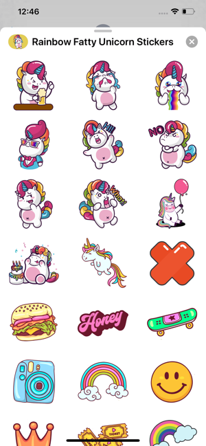 Rainbow Fatty Unicorn Stickers(圖2)-速報App