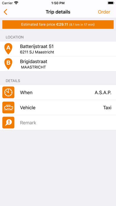 Taxi-App Maastricht screenshot 2